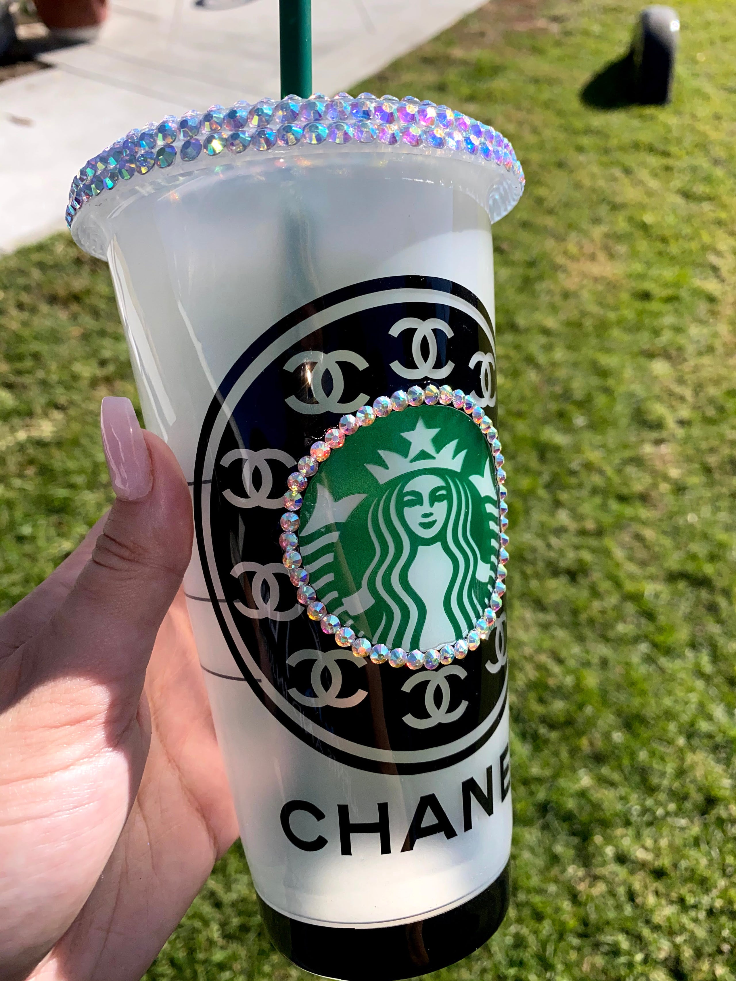 Starbucks Cup Chanel Inspired  Starbucks cups, Custom starbucks