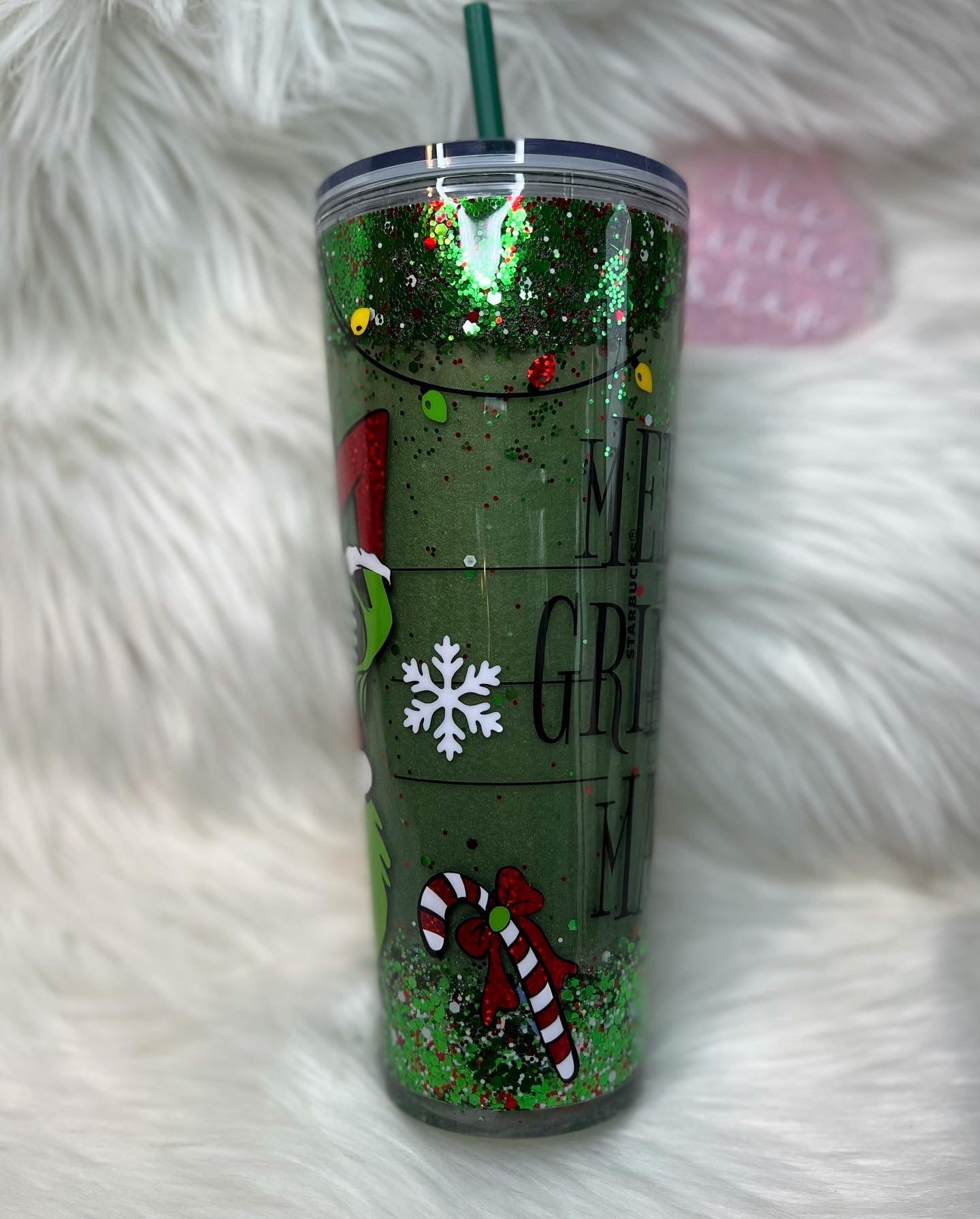 Original Red+ Green GRINCH Snowglobe Tumbler – madewithglitter