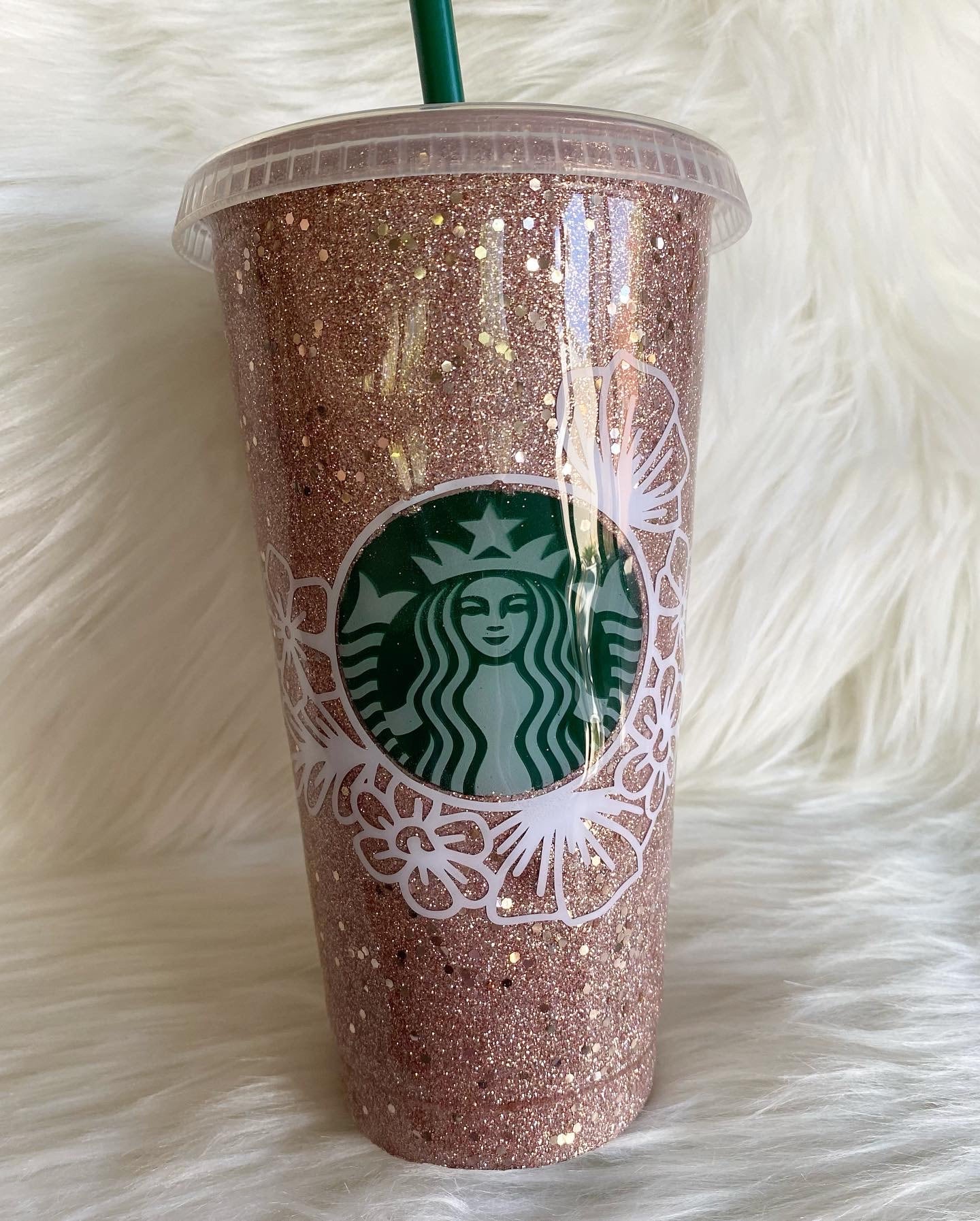 Starbucks Cold Cup With Straw and Lid Flower 